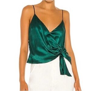 CAMI Emerald Green Satin Wrap Top